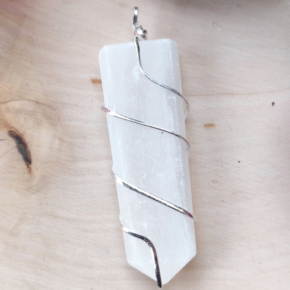 Flat Wire Wrapped Crystal Pendant Comes with Free cord chain.